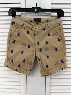 mini rodini boys size 140 10 Tan Embroidered Scarab Print Shorts